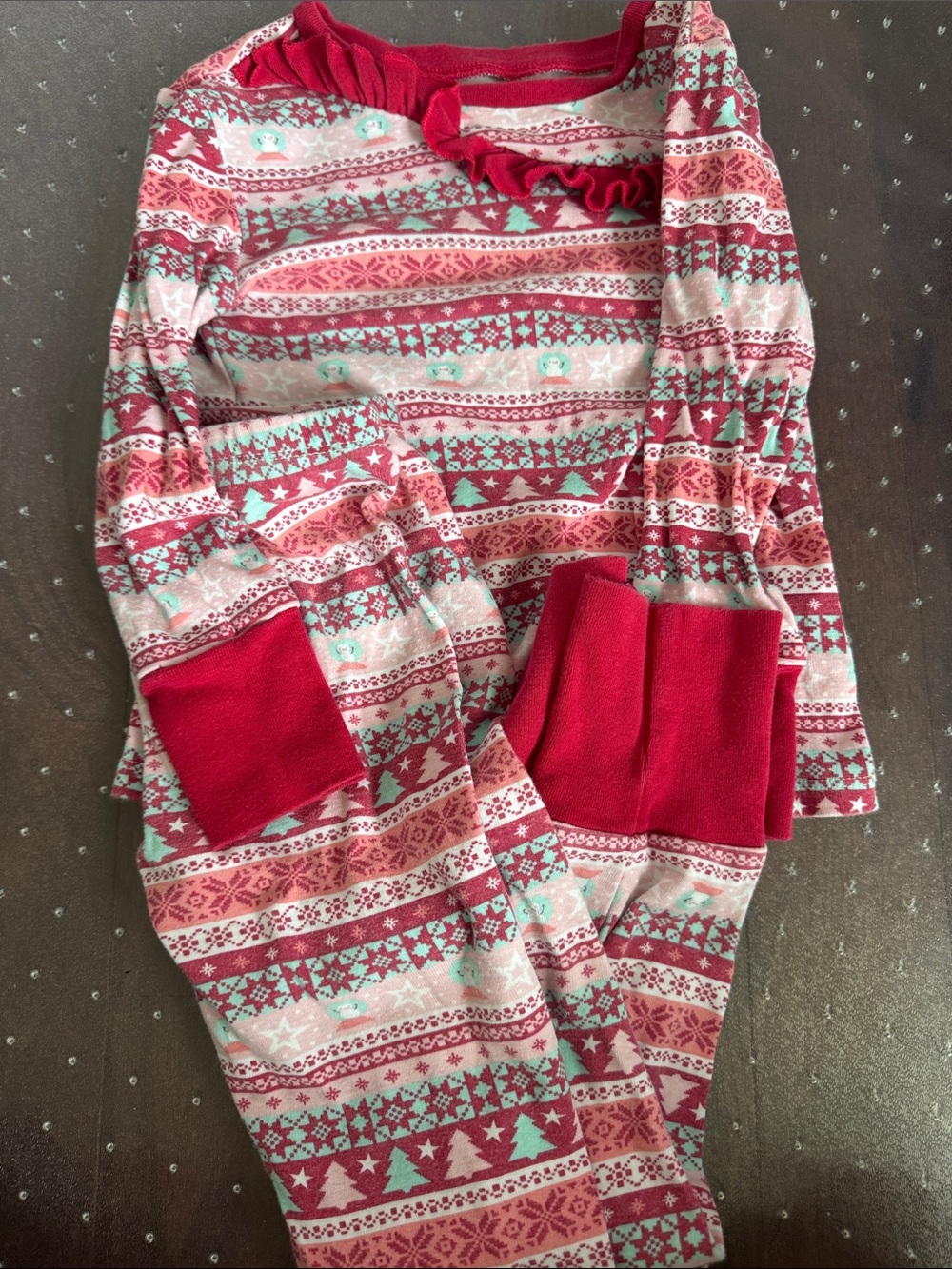 American Girl Red and Mint Fair Isle Pajama Set